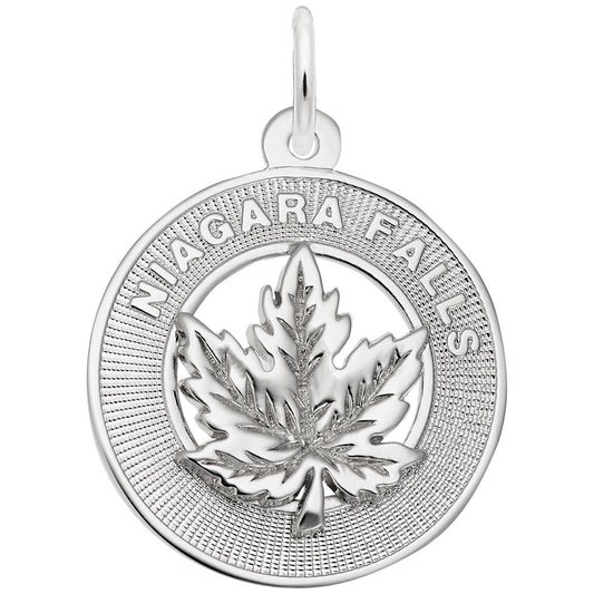 Niagara Falls Maple Leaf Ring Charm - Canada Patriotism Jewelry 4112