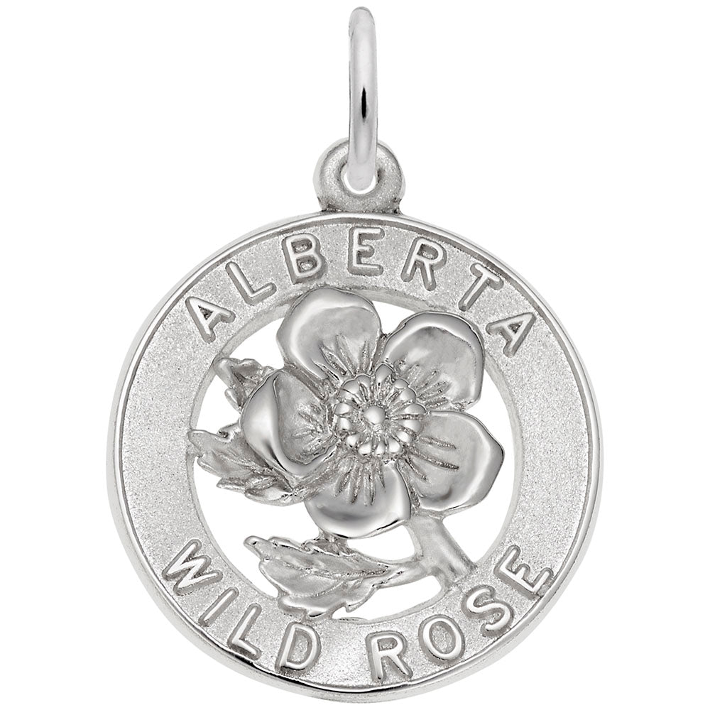 Alberta Wild Rose Charm - Travel Souvenir Jewelry for Nature Lovers 4203