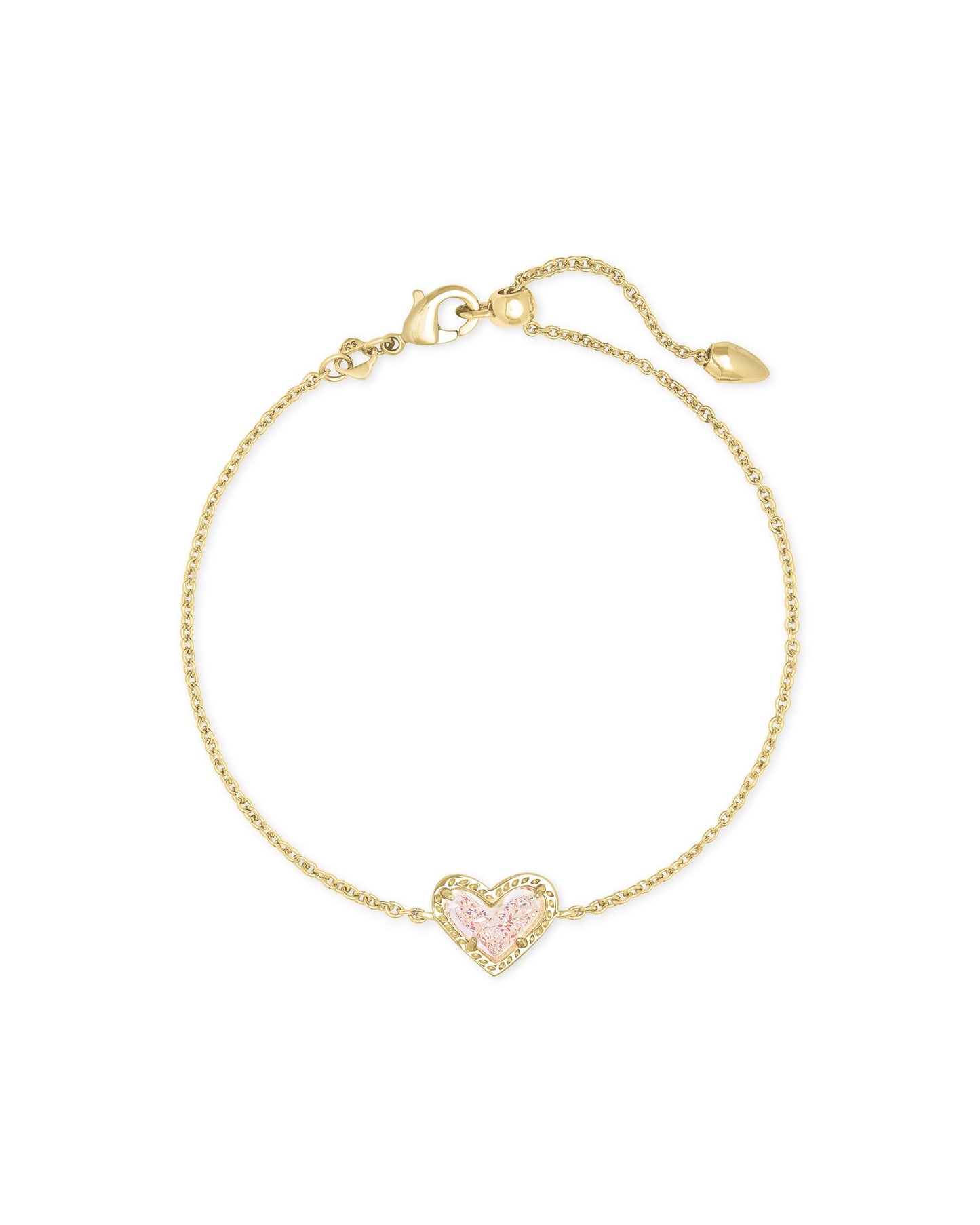 ARI HEART DELICATE CHAIN BRACELET GOLD IRIDESCENT DRUSY