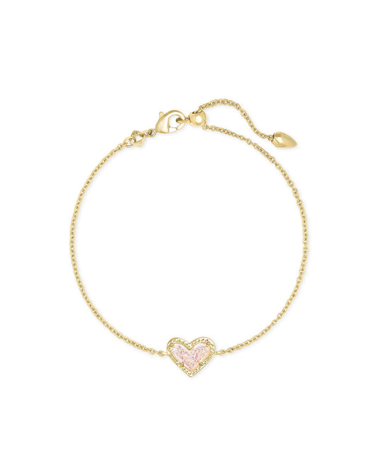 ARI HEART DELICATE CHAIN BRACELET GOLD IRIDESCENT DRUSY