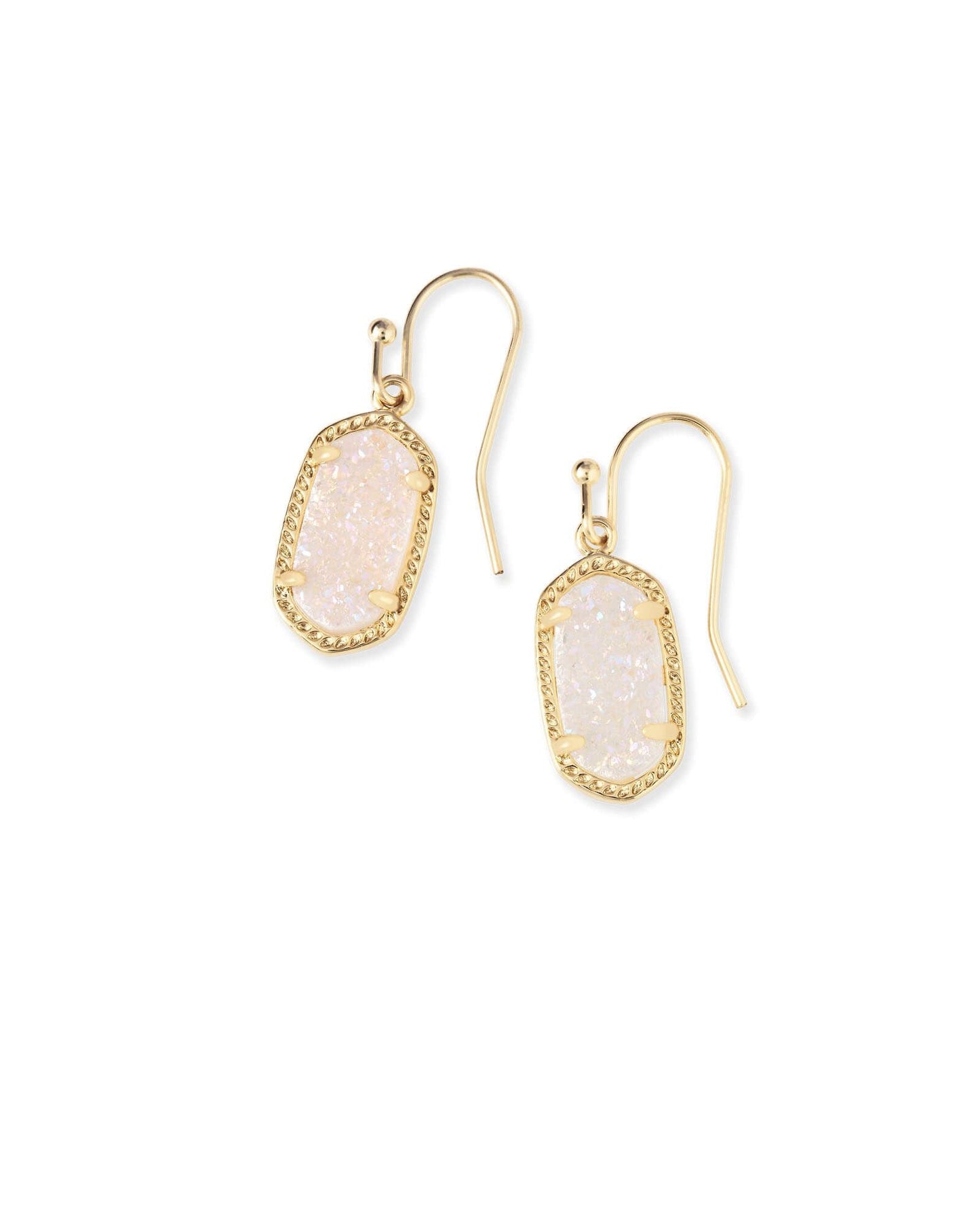 LEE DROP EARRINGS GOLD IRIDESCENT DRUSY