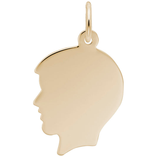 Flat Boys Head Charm - Unique Silhouette Disc for Personalization 4429