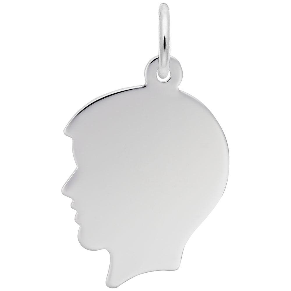Flat Boys Head Charm - Unique Silhouette Disc for Personalization 4429