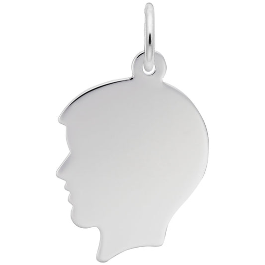 Flat Boys Head Charm - Unique Silhouette Disc for Personalization 4429