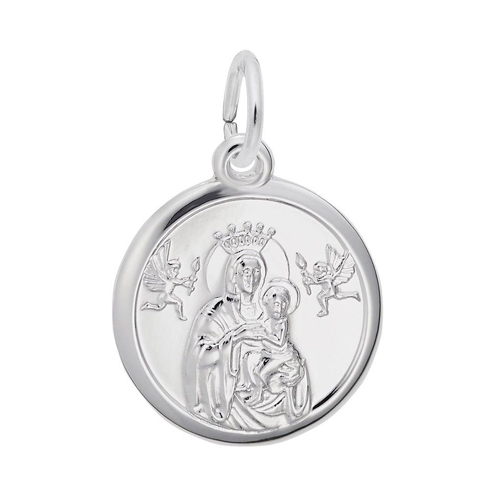 Madonna Child Disc Charm - Elegant Religious Jewelry for Faith 4436