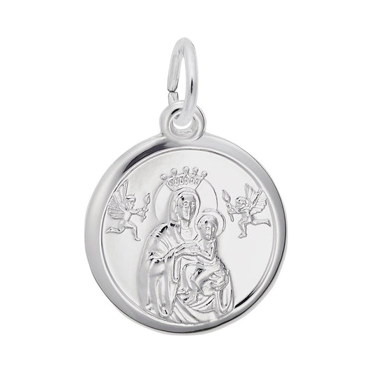 Madonna Child Disc Charm - Elegant Religious Jewelry for Faith 4436