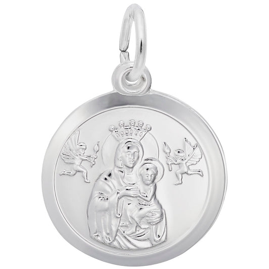 Madonna Child Disc Charm - Elegant Religious Jewelry for Faith 4437
