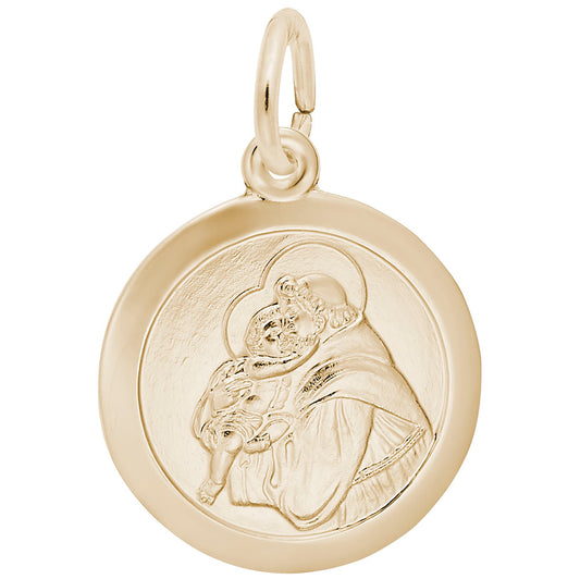 St. Antonio Disc Charm - Elegant Religious Pendant for Necklaces 4439