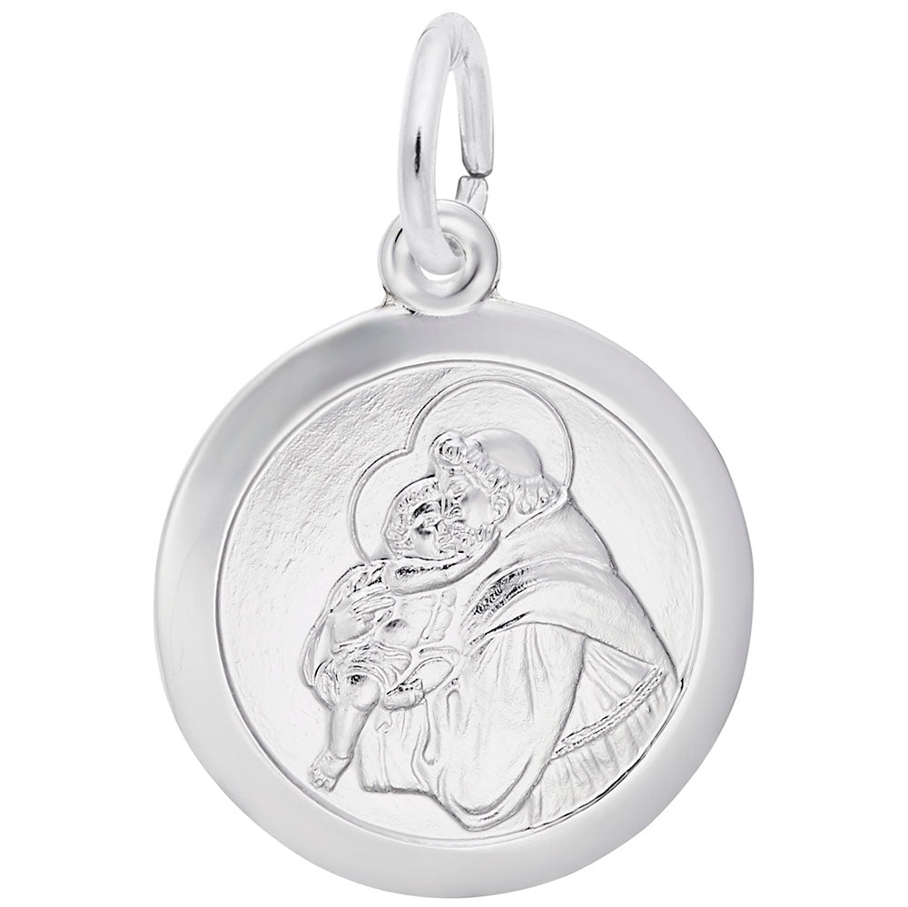 St. Antonio Disc Charm - Elegant Religious Pendant for Necklaces 4439