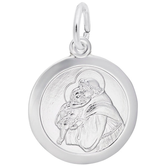St. Antonio Disc Charm - Elegant Religious Pendant for Necklaces 4439