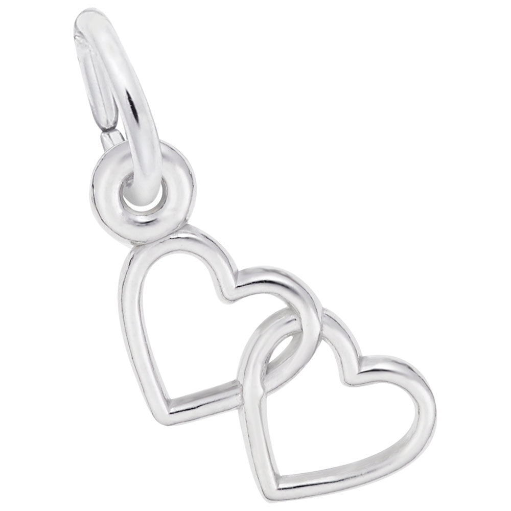 Two Open Hearts Accent Charm - Elegant Silhouette Jewelry 4512