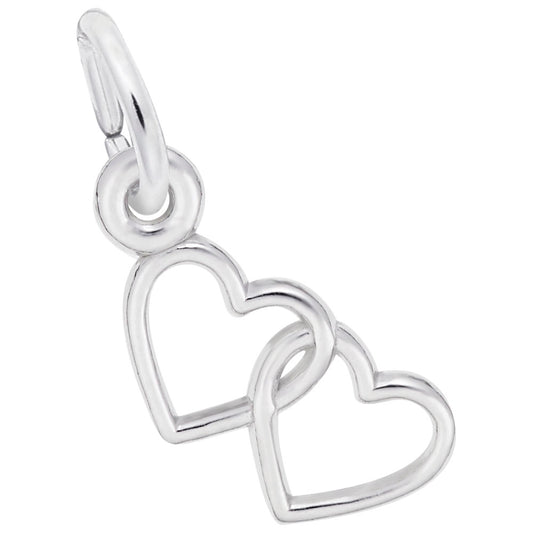 Two Open Hearts Accent Charm - Elegant Silhouette Jewelry 4512