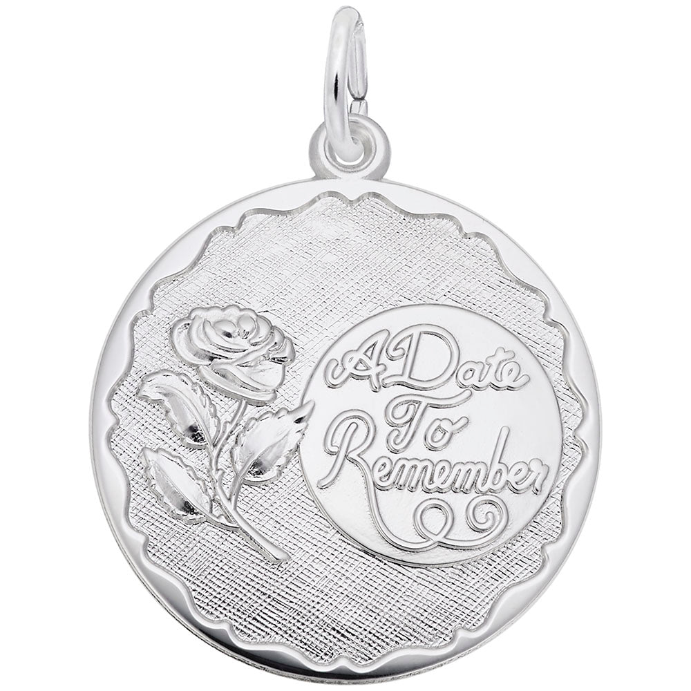 Personalized Rose Disc Charm for Special Date Remembrance 4555