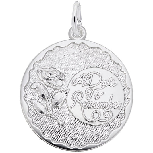 Personalized Rose Disc Charm for Special Date Remembrance 4555