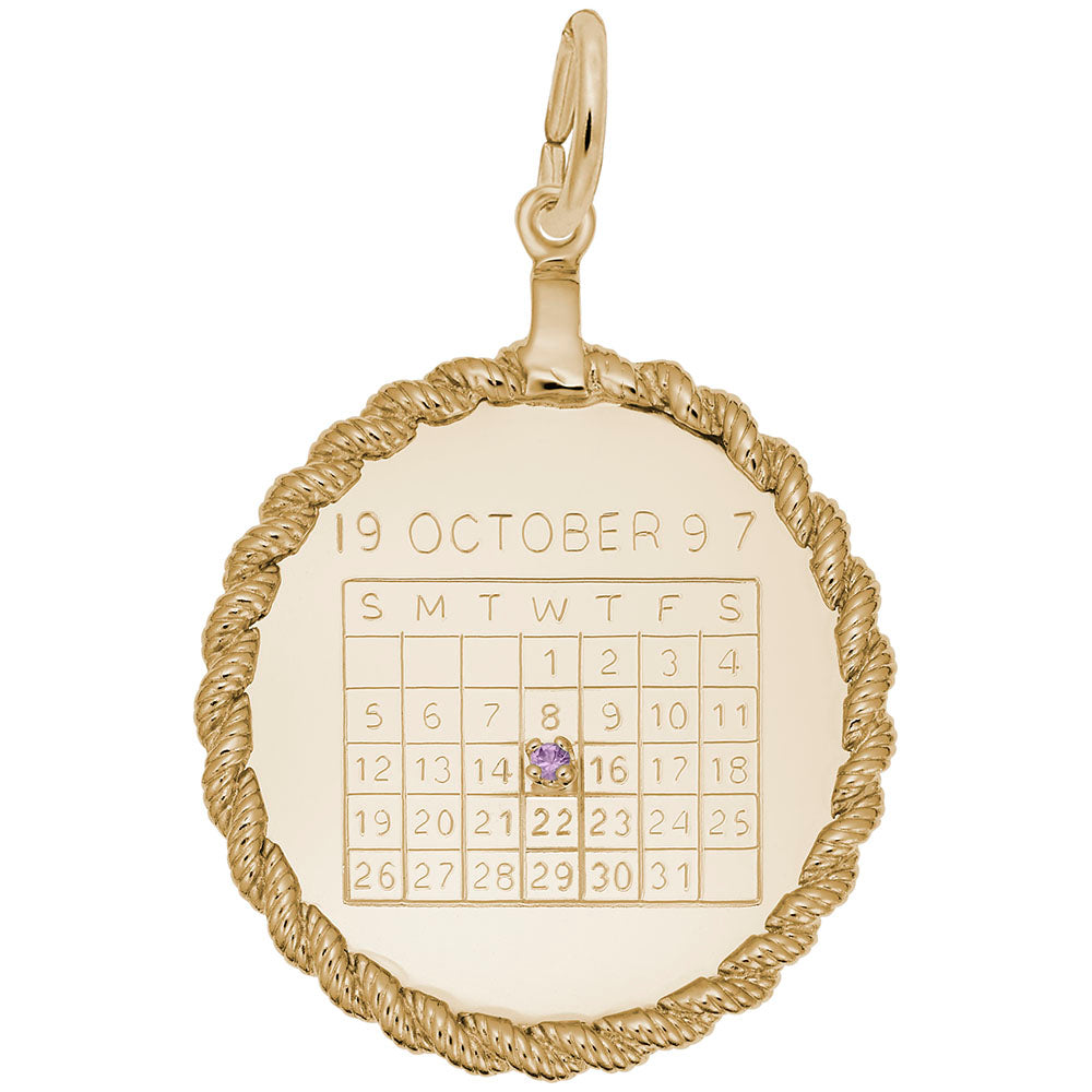 Twisted Rope Calendar Disc Charm - Elegant Personalized Jewelry 4639