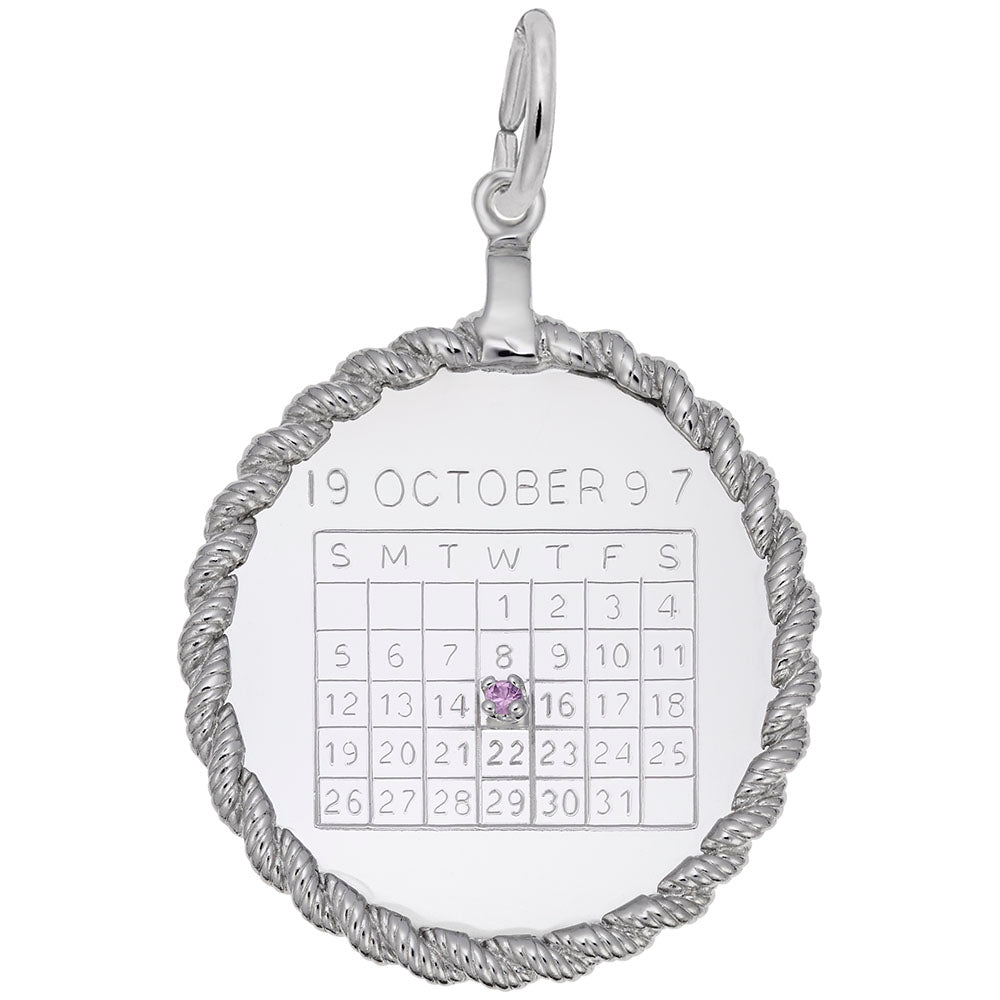 Twisted Rope Calendar Disc Charm - Elegant Personalized Jewelry 4639