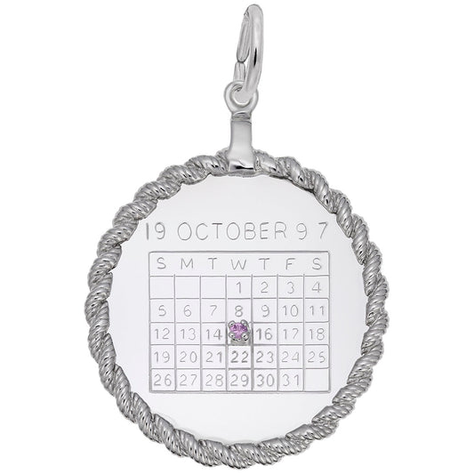 Twisted Rope Calendar Disc Charm - Elegant Personalized Jewelry 4639