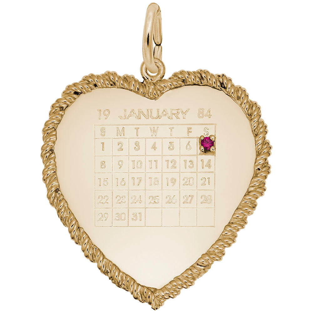 Classic Twisted Rope Heart Calendar Charm for Personalized Jewelry 4642