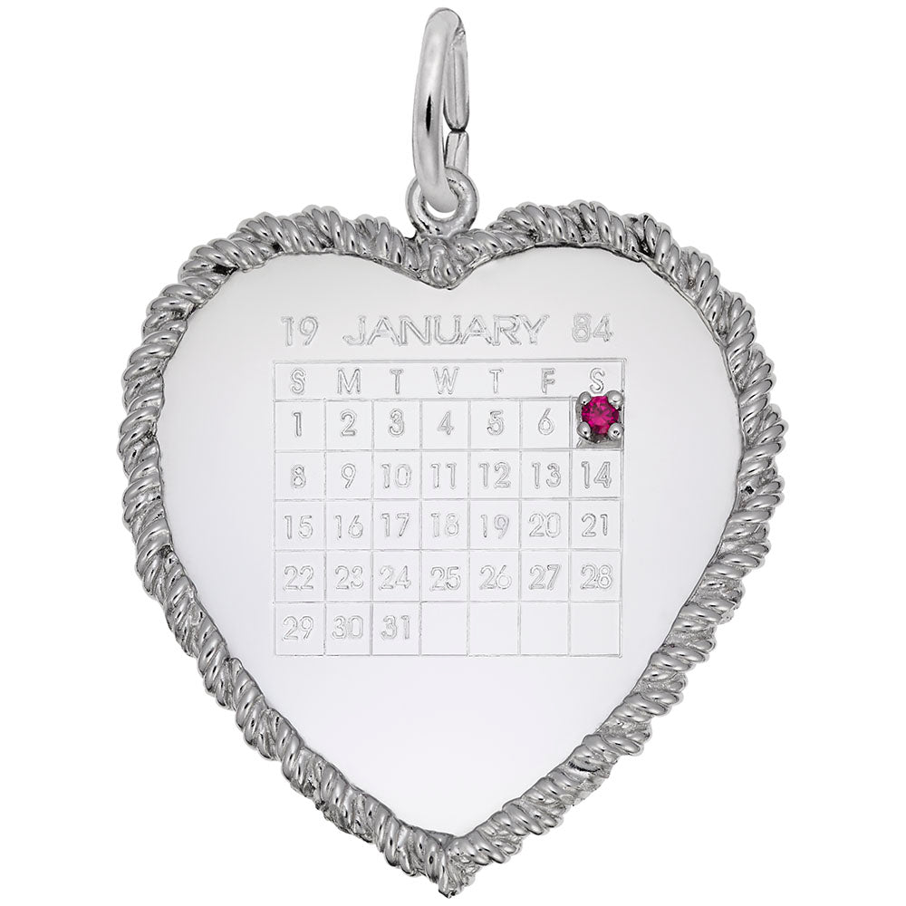 Classic Twisted Rope Heart Calendar Charm for Personalized Jewelry 4642