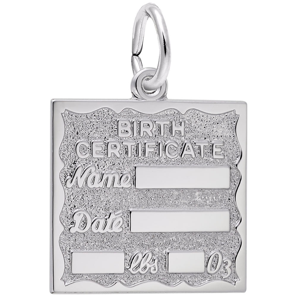 Personalized Birth Certificate Charm for Baby Keepsake Jewelry 4763