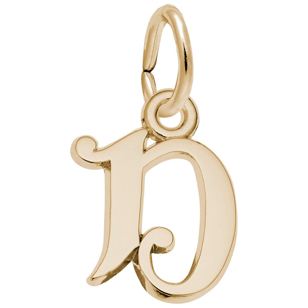 Curly Initial D Accent Charm - Elegant Personalized Jewelry 4765-004