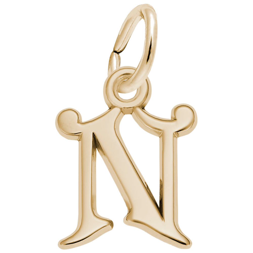 Curly Initial N Charm with Accent - Personalized Letter Jewelry 4765-014