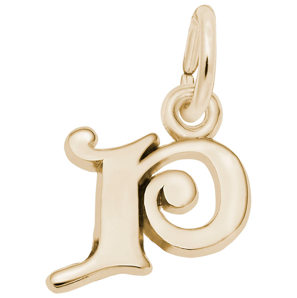 Curly Initial 'P' Accent Charm - Elegant Personalized Jewelry 4765-016