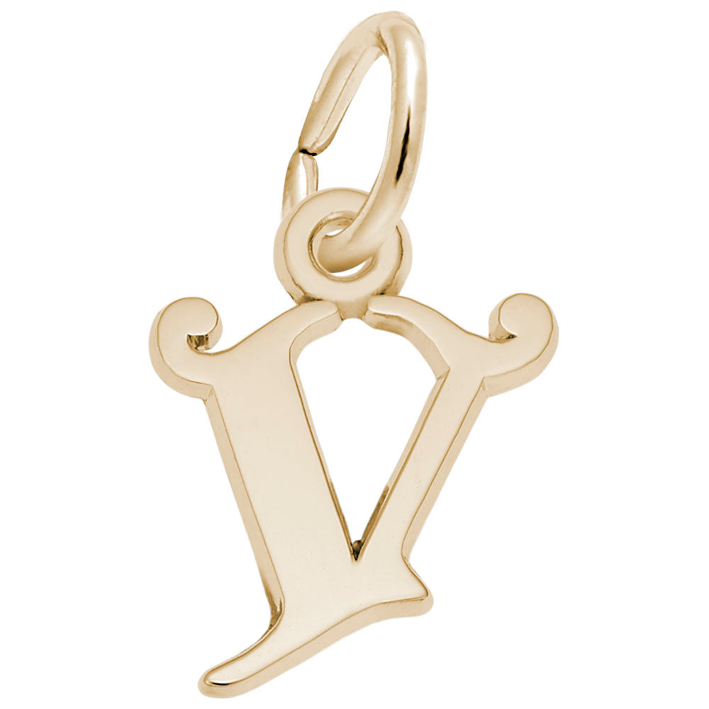 Curly Initial V Accent Charm - Personalized Letter Jewelry 4765-022