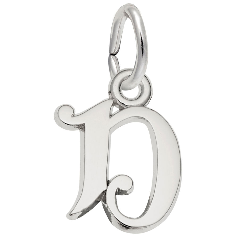 Curly Initial D Accent Charm - Elegant Personalized Jewelry 4765-004