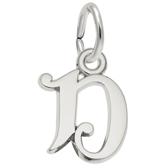 Curly Initial D Accent Charm - Elegant Personalized Jewelry 4765-004