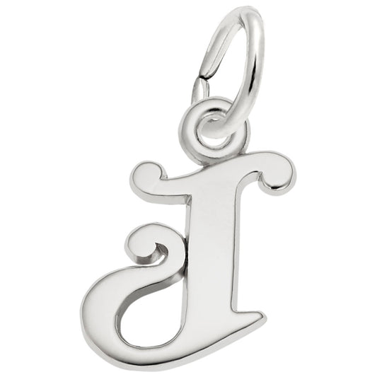 Curly Initial 'J' Accent Charm - Elegant Personalized Jewelry 4765-010