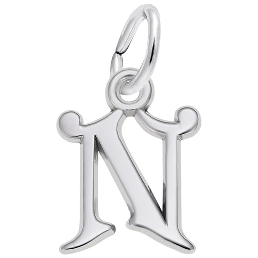 Curly Initial N Charm with Accent - Personalized Letter Jewelry 4765-014