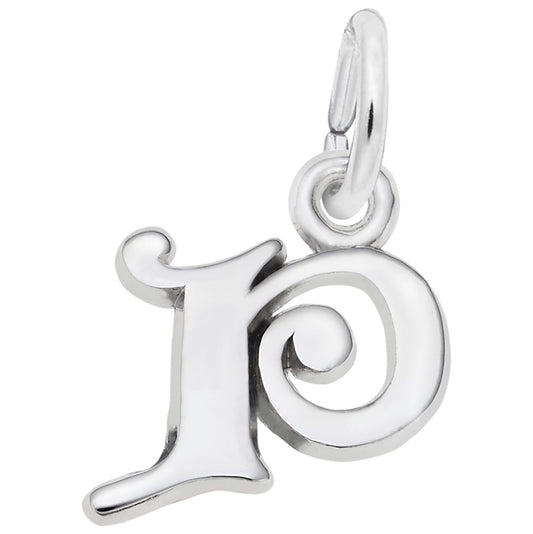 Curly Initial 'P' Accent Charm - Elegant Personalized Jewelry 4765-016