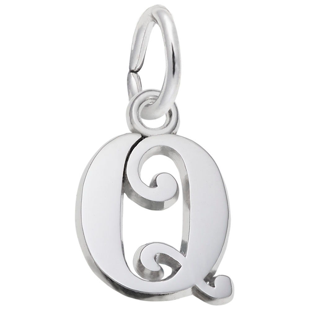 Curly Initial Q Accent Charm - Elegant Personalized Jewelry 4765-017
