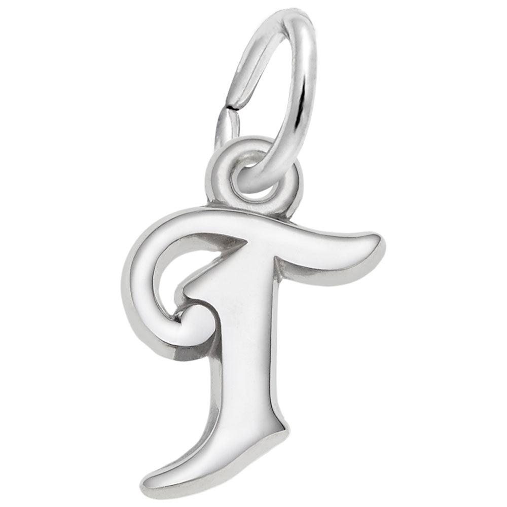 Curly Initial T Accent Charm - Personalized Letter Jewelry 4765-020