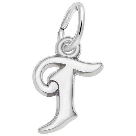 Curly Initial T Accent Charm - Personalized Letter Jewelry 4765-020