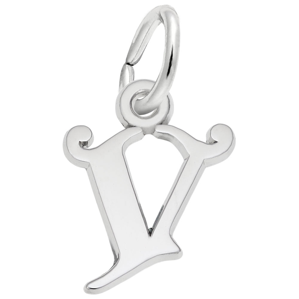 Curly Initial V Accent Charm - Personalized Letter Jewelry 4765-022