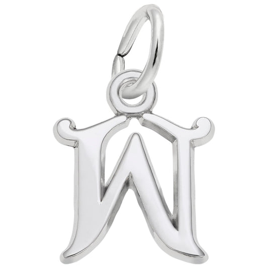 Curly Initial W Accent Charm - Personalized Letter Jewelry 4765-023