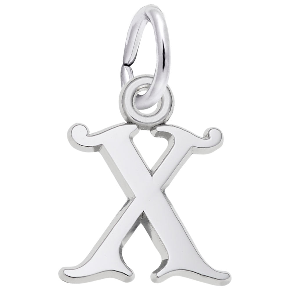 Curly Initial X Accent Charm - Personalized Letter Jewelry 4765-024
