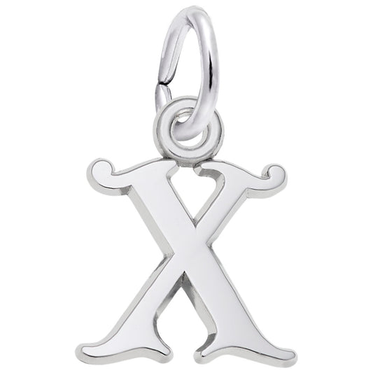 Curly Initial X Accent Charm - Personalized Letter Jewelry 4765-024