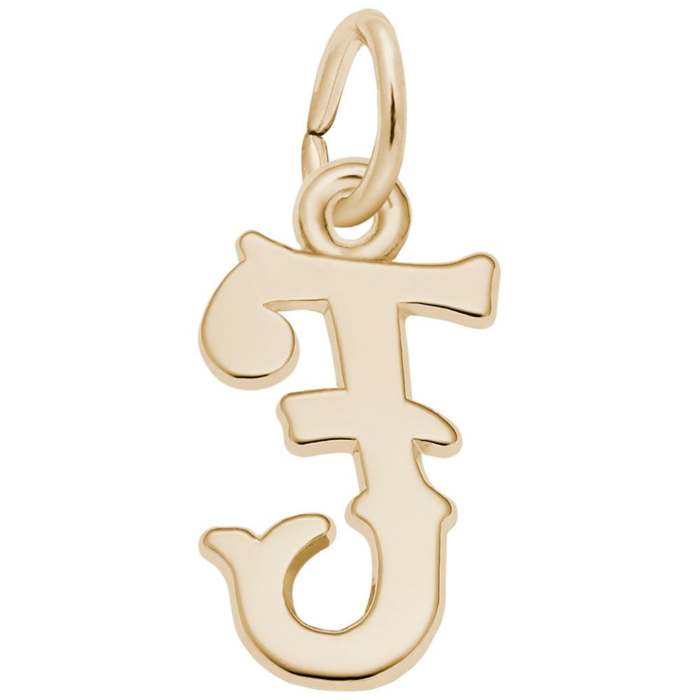 Personalized Blackletter Initial 'F' Charm - Custom Letter Jewelry 4766-006