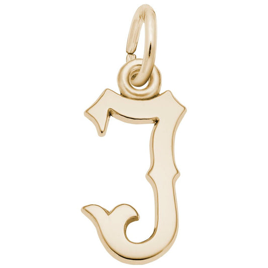 Personalized Blackletter Initial 'J' Charm - Elegant Custom Jewelry 4766-010