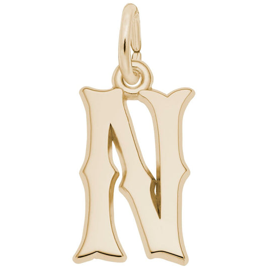 Personalized Blackletter Initial 'N' Charm - Custom Letter Jewelry 4766-014