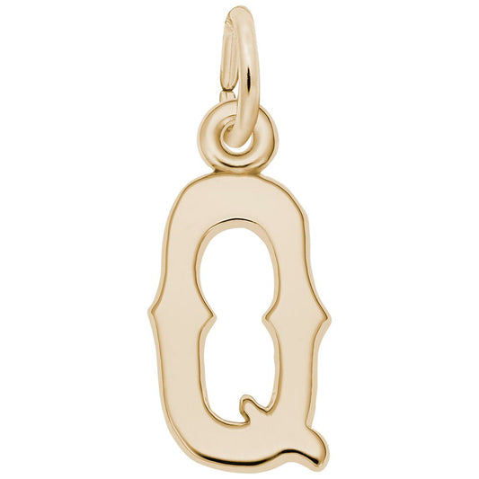 Blackletter Initial Q Charm - Elegant Personalized Jewelry Piece 4766-017