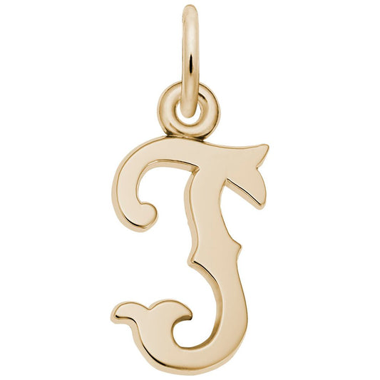 Personalized Blackletter Initial 'T' Charm - Elegant Custom Jewelry 4766-020