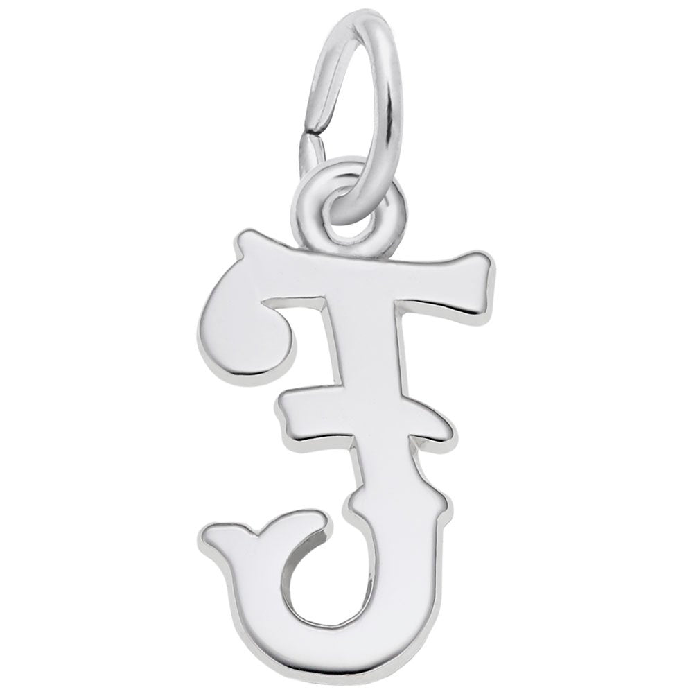 Personalized Blackletter Initial 'F' Charm - Custom Letter Jewelry 4766-006