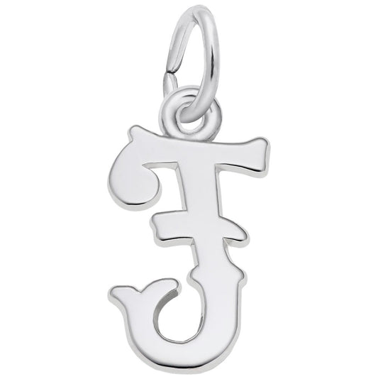 Personalized Blackletter Initial 'F' Charm - Custom Letter Jewelry 4766-006