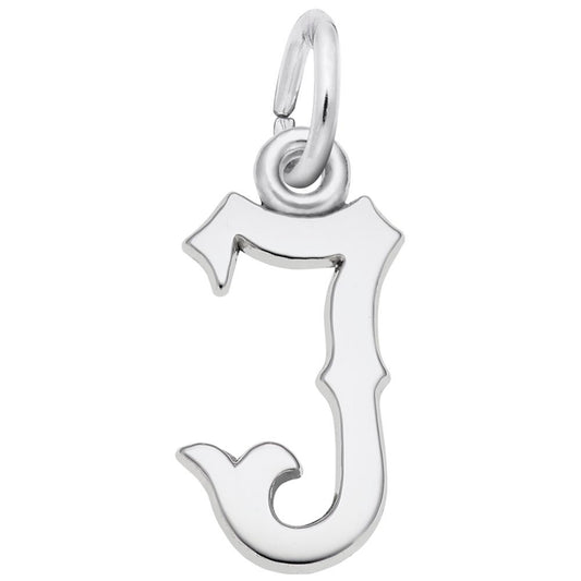 Personalized Blackletter Initial 'J' Charm - Elegant Custom Jewelry 4766-010