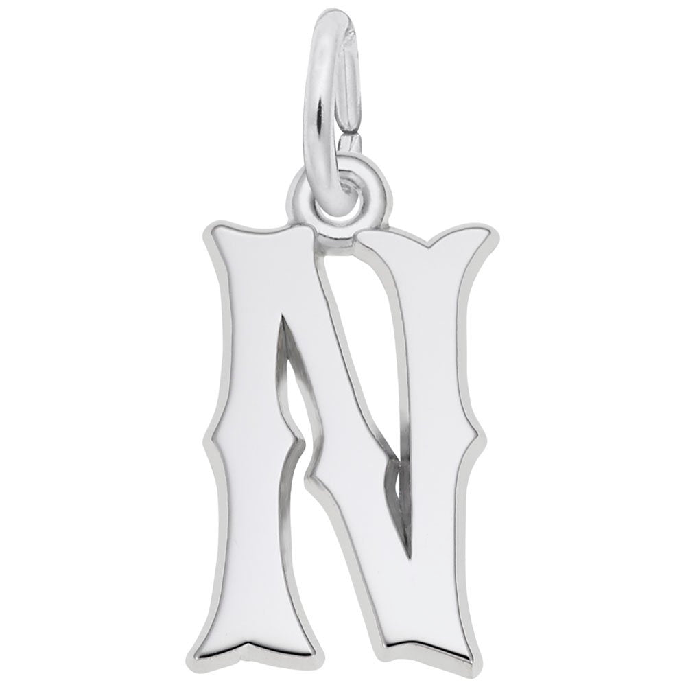 Personalized Blackletter Initial 'N' Charm - Custom Letter Jewelry 4766-014