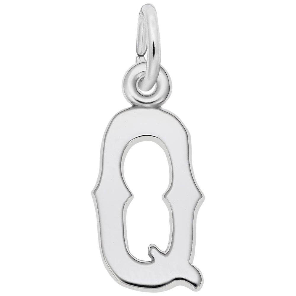 Blackletter Initial Q Charm - Elegant Personalized Jewelry Piece 4766-017